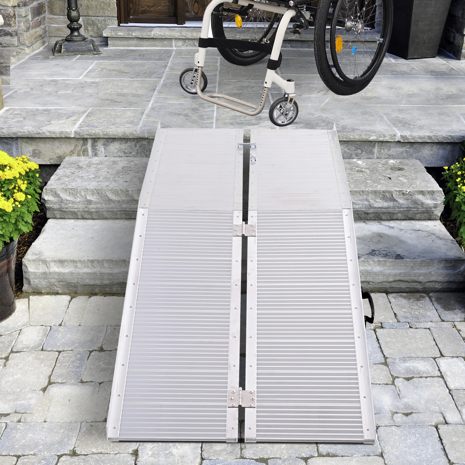 10' Folding Wheelchair Ramp Aluminum Portable Medical Mobility